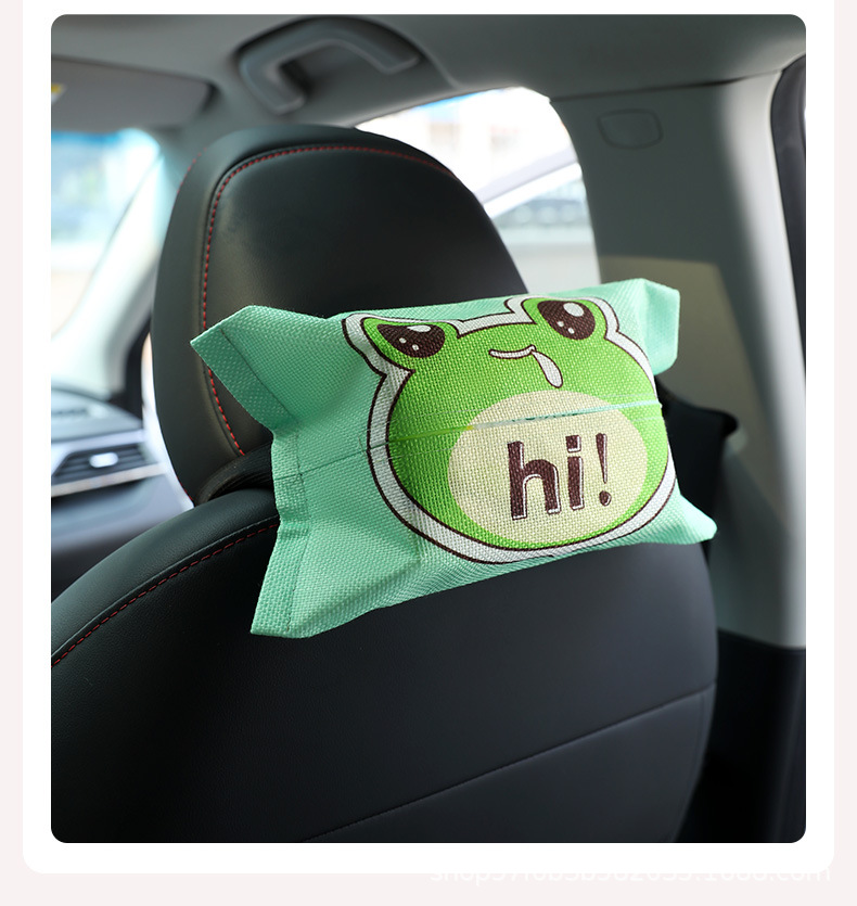 Creative Car Seat Tissue Box Hanging Car Seat Back Draining Cartoon Box Cover Car Interior Decoration Cartoon Cute