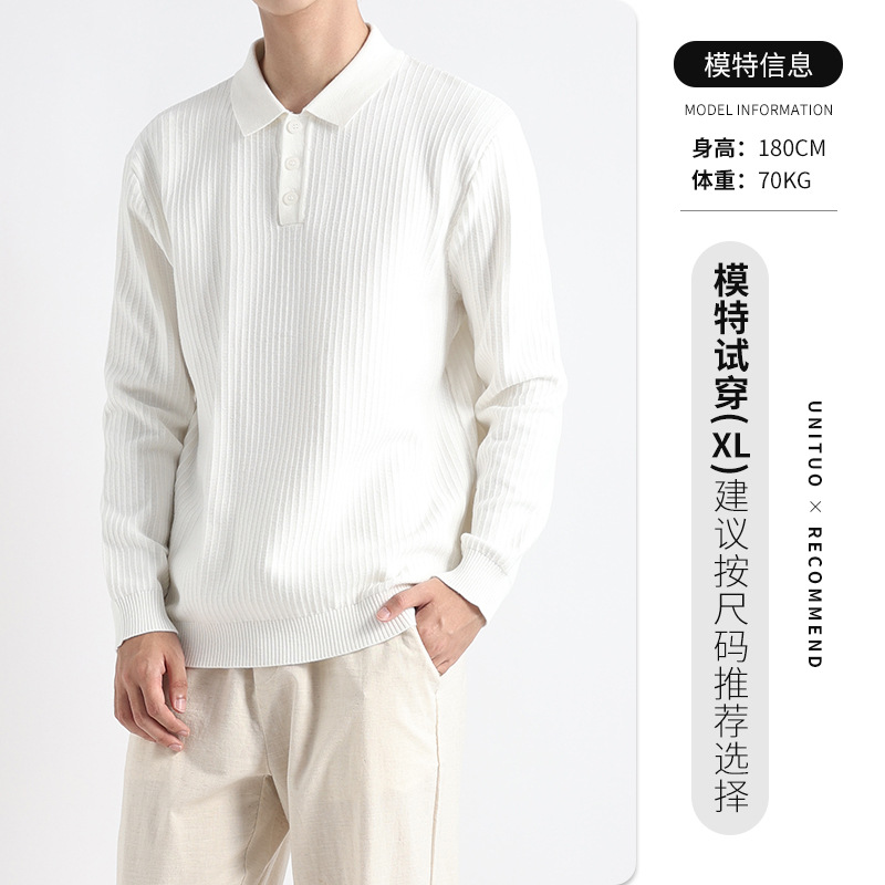 El estilo antiguo de la ropa de hombre suéter de punto hombre lujo ligero alto sentido de negocios con tapa polo americano otoño invierno
