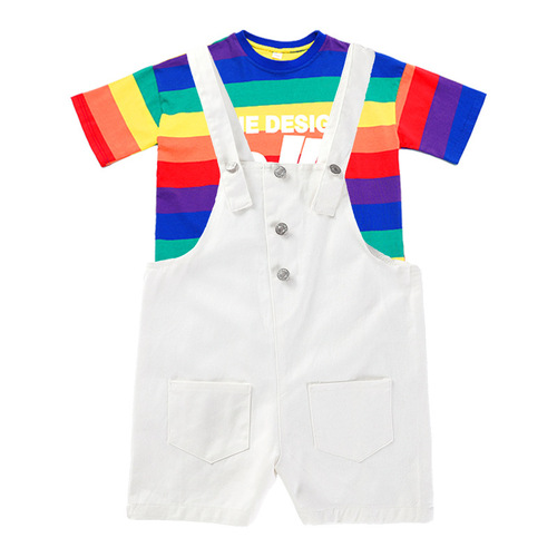 Kindergarten Children's Day Performance Outfit: Adorable Suspender Pants for Choir Dance, Perfect for Elementary School Cheerleading Performances—Summer Edition