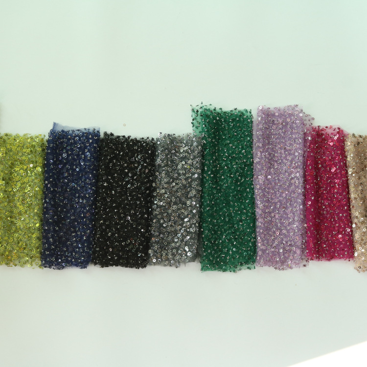 Fabricantes de malla de tela de polvo fino pendientes de diamante piezas de vestido de boda brindis cena tela de vestido