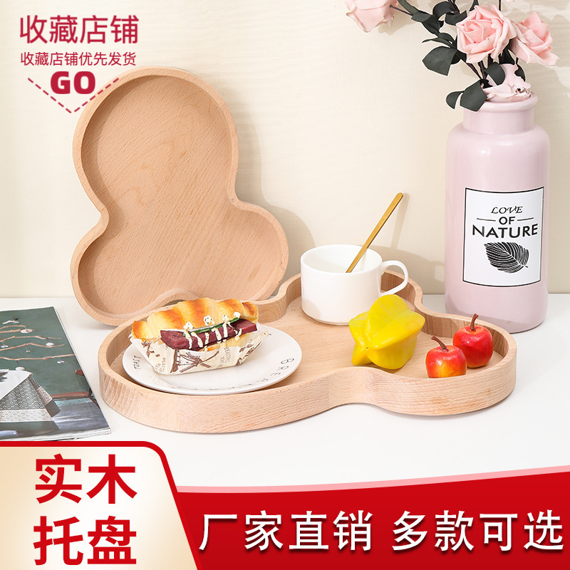 Plato de merienda de fruta de madera creativo Hotel vajilla placa de hornear postre sushi bandeja redonda sala de estar pan plato de fruta