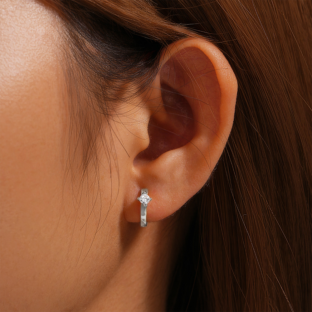 1 Pair Simple Style Geometric Plating Sterling Silver Hoop Earrings display picture 24