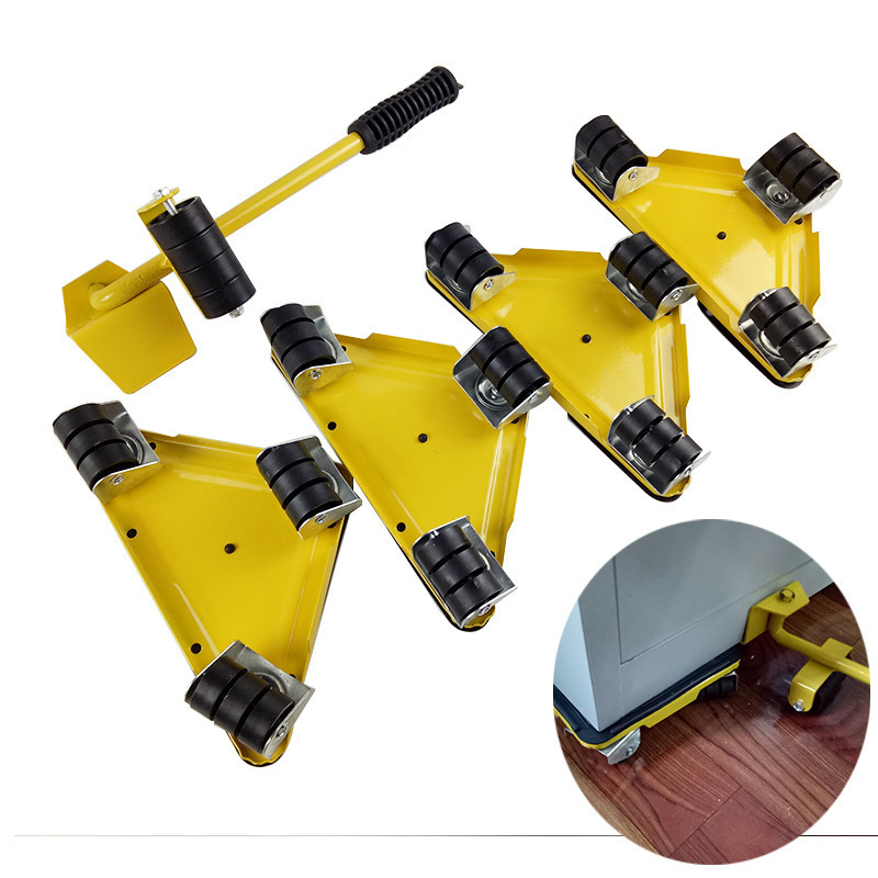 5点セット三角鉄製引っ越し器可動ユニバーサルホイール移動ツール携帯用重量物移動ツール|undefined