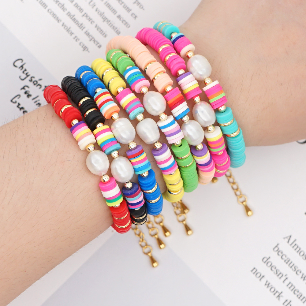 Color Block Fashion No Inlaid Soft Clay Bracelets Wholesale display picture 1