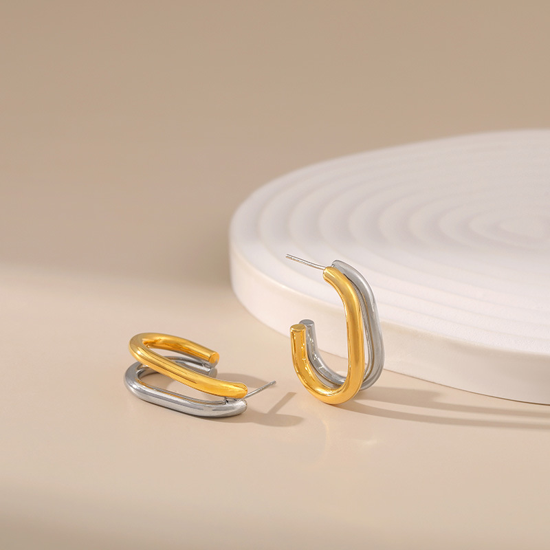 Fashion C Shape Copper Irregular Plating Ear Studs 1 Pair