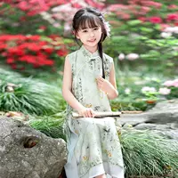 Новое летнее тонкое детское платье Cheongsam для девочек в китайском стиле, элегантная юбка в китайском стиле для маленьких девочек, летнее платье