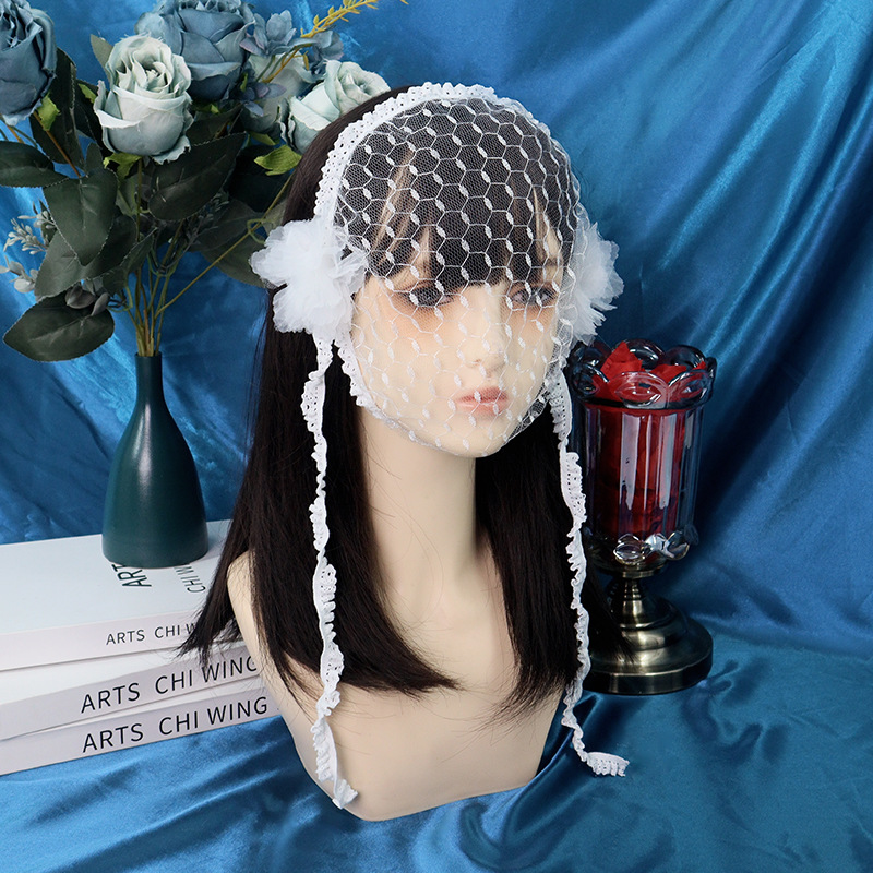 Amazon transfronterizo de encaje negro velos de cabello agujeros grandes toque de malla foto de fiesta de belleza TK