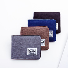 韩版新款男士短款帆布钱包潮牌学生零钱袋纯色钱夹跨境热销