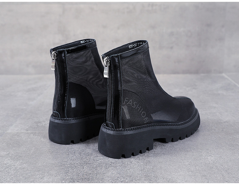 Boot lưới Martin nữ da bò thật đế bằng, kiểu dáng lỗ rỗng thoáng khí — Màu be chi tiết 15