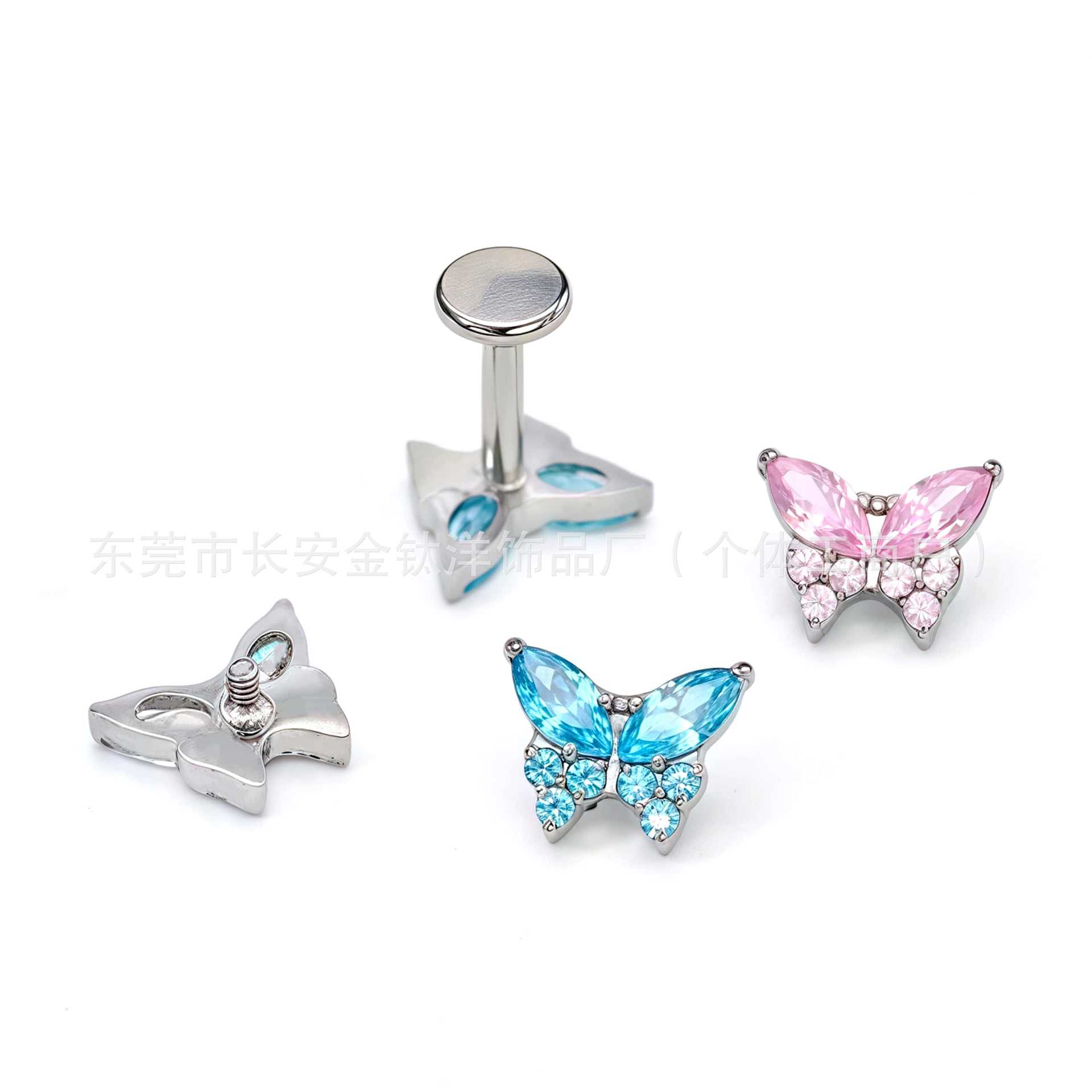 G23 Titanium Internal Thread Butterfly Inlaid Zircon Ear Studs Ear Bone Studs Body Piercing Jewelry 2025 New detail image 7