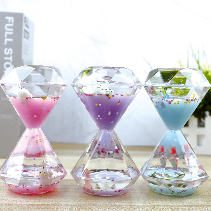 Creative liquid hourglass oil spill milk color diamond timer ornaments to send students and teachers holiday school graduation gifts