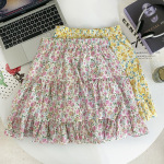 跨境复古甜美小清新荷叶边蛋糕短裙女夏季小个子防走光A字蓬蓬半