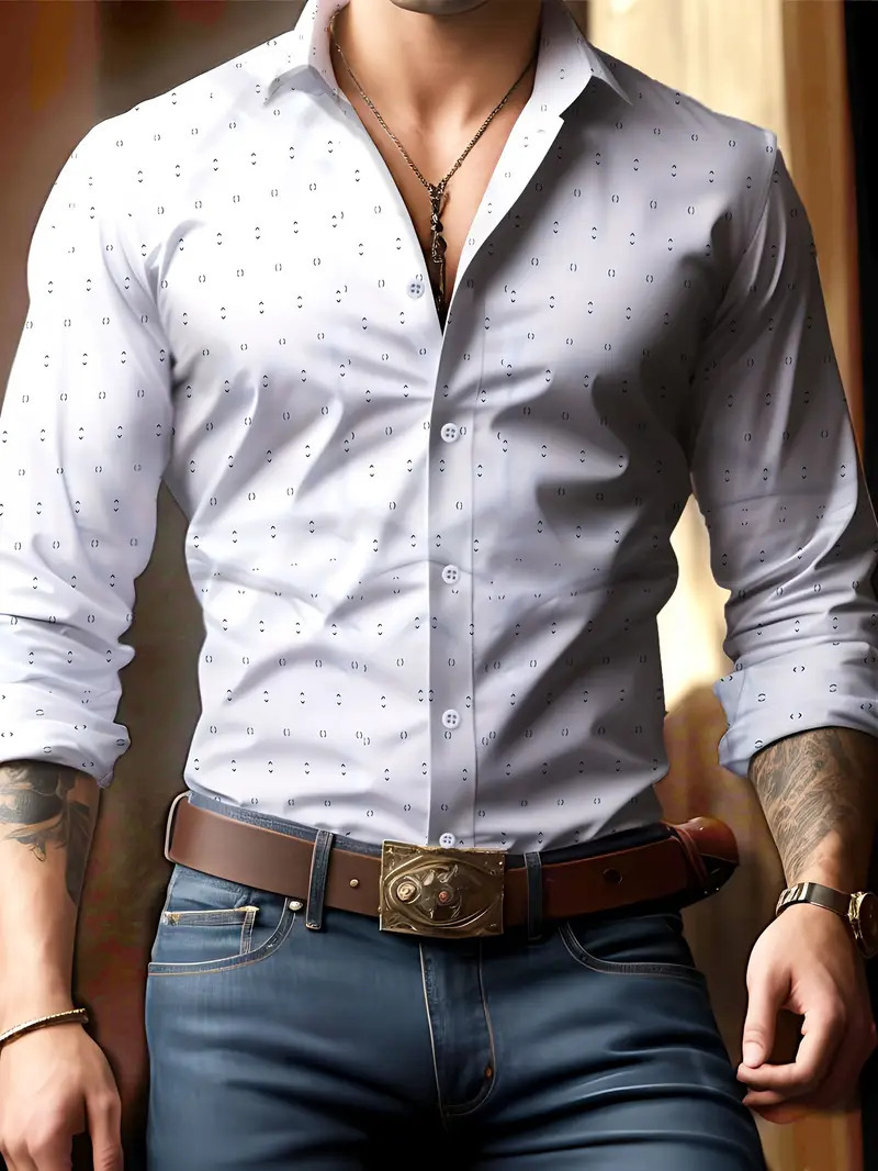 2024 Comercio exterior de Amazon Moda transfronteriza Casual Camisa de manga larga de hombre geométrico a rayas de todo fósforo MB12