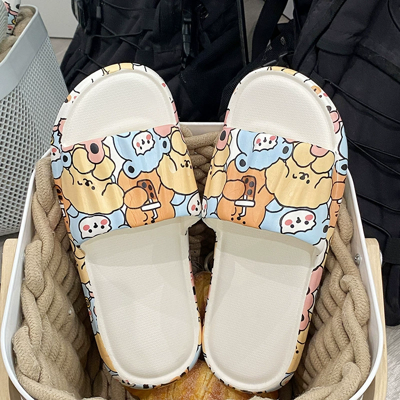 Ins мультфильм простой Сказочный Стиль плоский дно плиссированные дома ванная комната студенты носить Нескользящие тапочки для женщин
