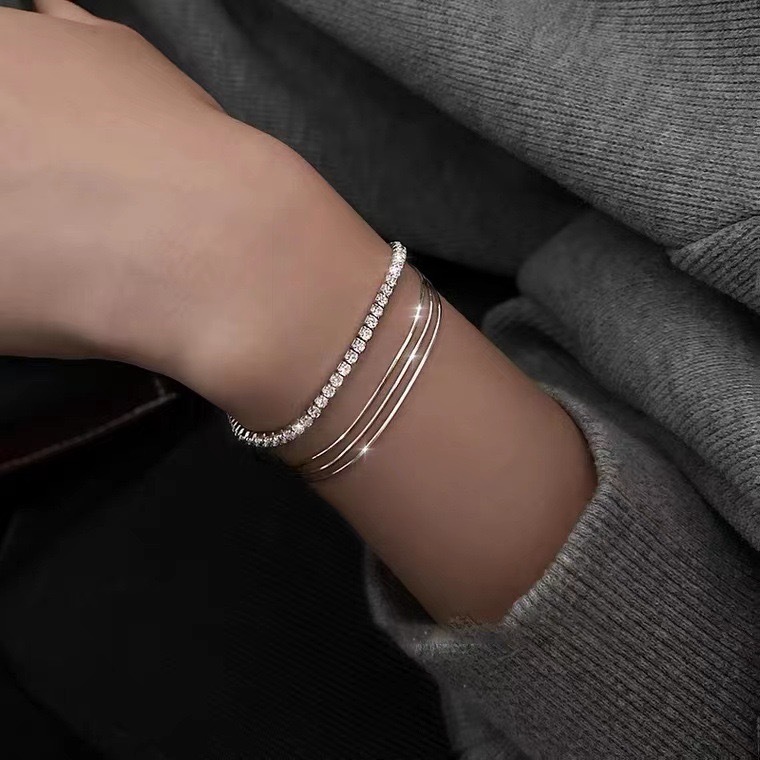 SL013-Silver-multilayer 뱀 팔찌