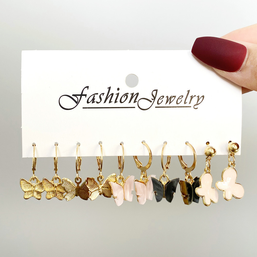 5 Piece Set Fashion Butterfly Plating Metal Drop Earrings display picture 4