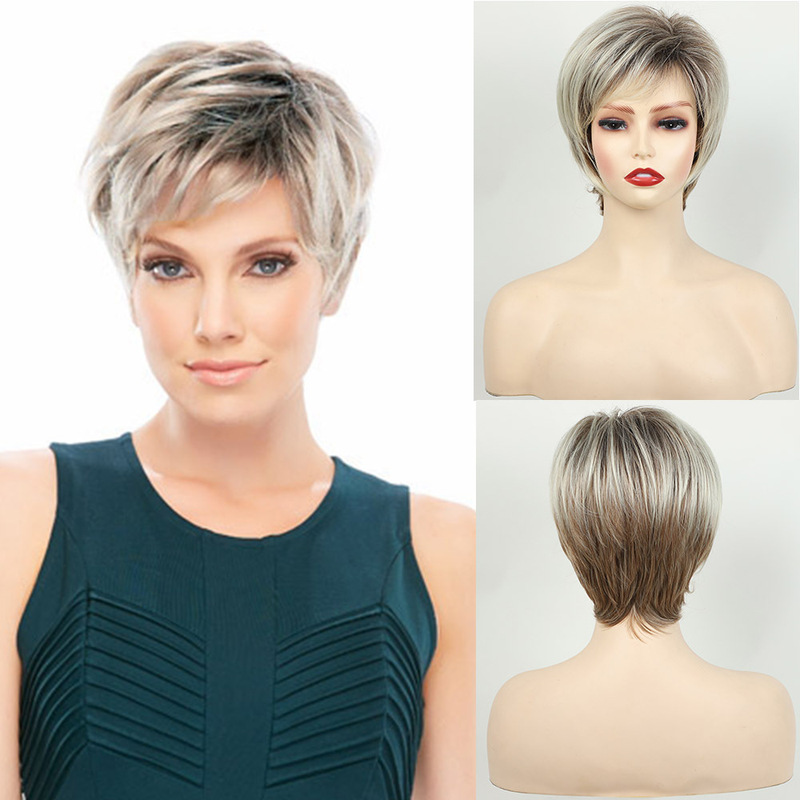 European and American fashion wig high temperature silk short curly hair Women's Chemical Fiber wig headgear AliExpress package Xuchang manufacturers