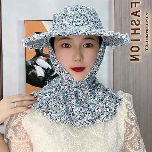 New tea-picking hat, fungus lace, sun protection hat for working in the field, face and neck protection, windproof sun visor for men and women, cycling