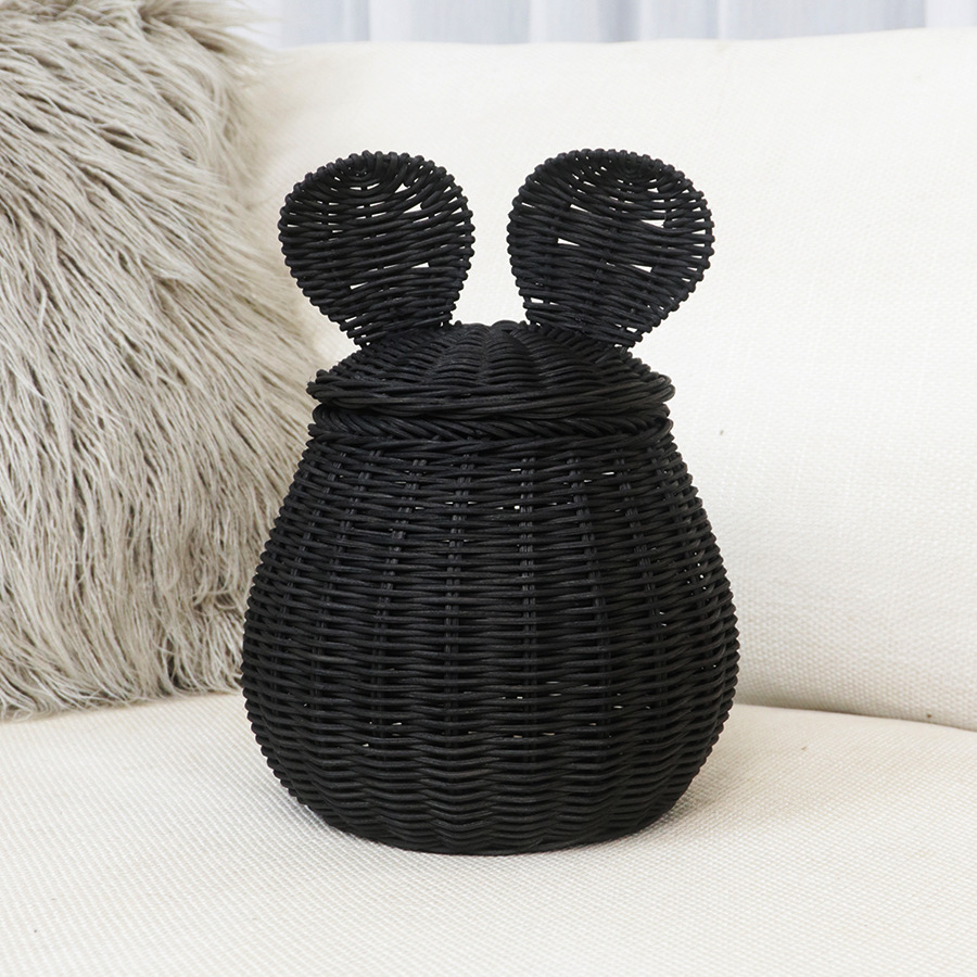 Nórdico de ratón Mickey en forma de canasta de almacenamiento decoración doméstica caja de almacenamiento de juguetes para niños caja de almacenamiento tejida a mano
