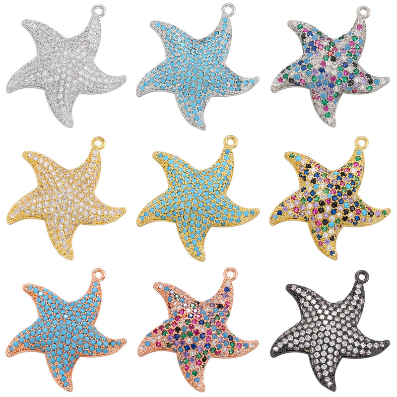 1 Piece Simple Style Starfish Copper Plating Inlay Jewelry Accessories display picture 1