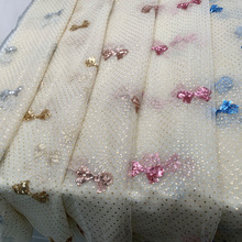 厂家直销烫金亮片蝴蝶结网纱布料半身裙公主裙童装连衣裙服饰面料