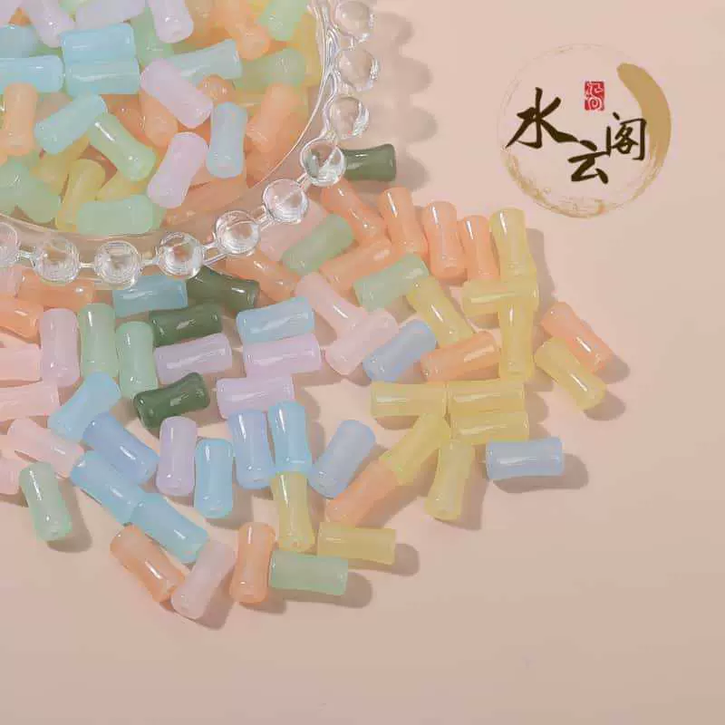 6*12mm玻璃仿玉竹节珠 玉料散珠diy手工搭配手链项链饰品配批发