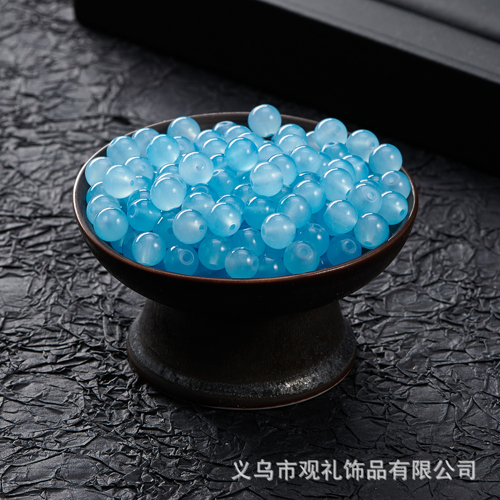 Primavera y verano imitación de cristal imitación de jade natural de 8mm de color sólido perlas de vidrio perlas diy accesorios de pulsera perlas sueltas