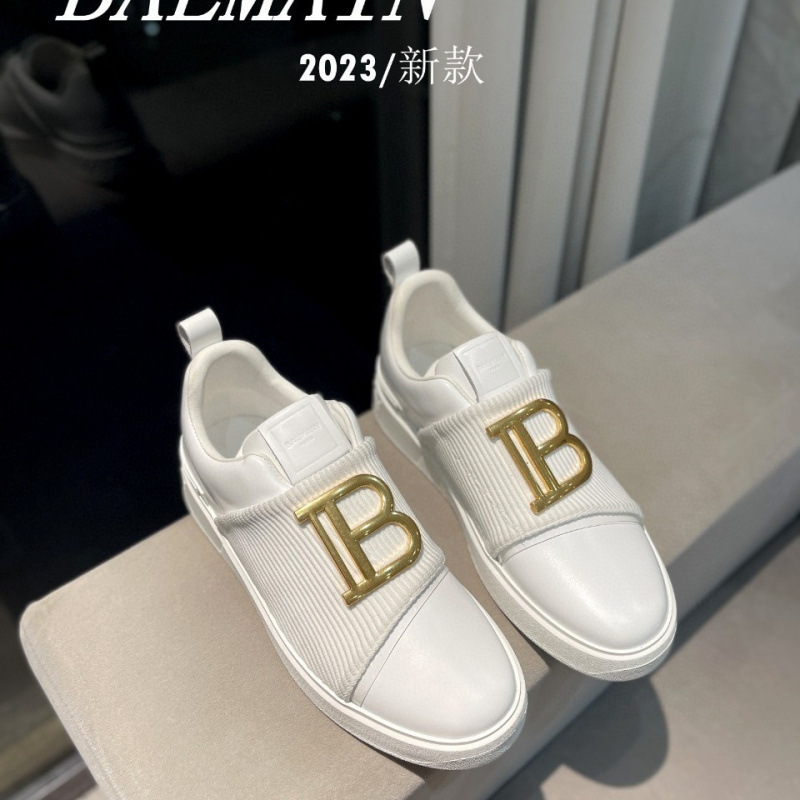 Balmain 2024 New Men's Classic Sports Print Fashion Lace-up Casual Shoes European Station Top Sneakers