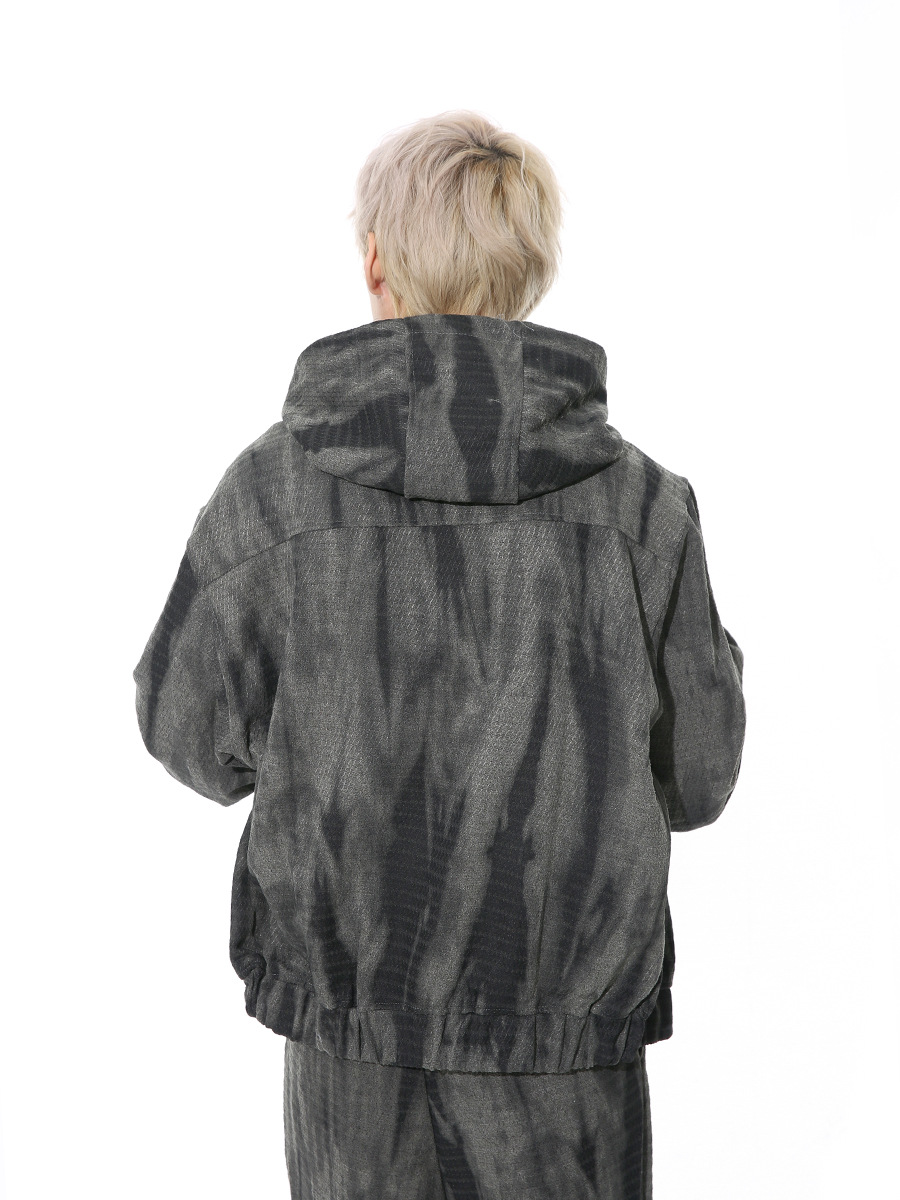 Mtlclothes ropa de Hombre | 2024 primavera nuevo graffiti personalizado retro apenado con capucha cremallera suéter traje