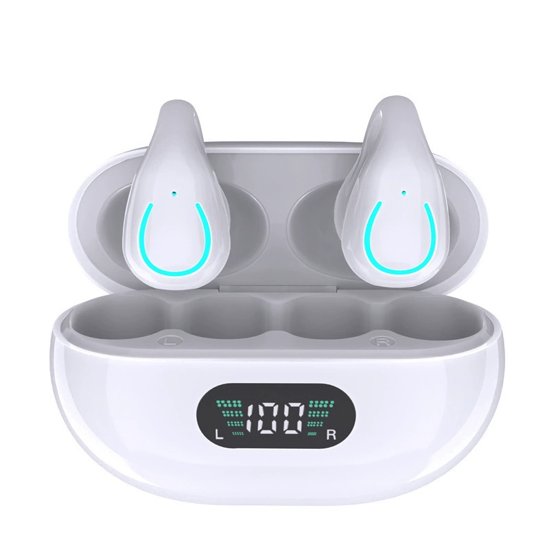 Wireless Earbuds, Bluetooth 5.3 Ear-Clip Design, True Wireless with LED Charging Case, Sweatproof