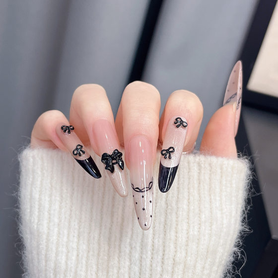 New Black Nail Art Jewelry Collection Pearl Flower Bow Love Alloy Pendant Wear Armor Decoration Wholesale