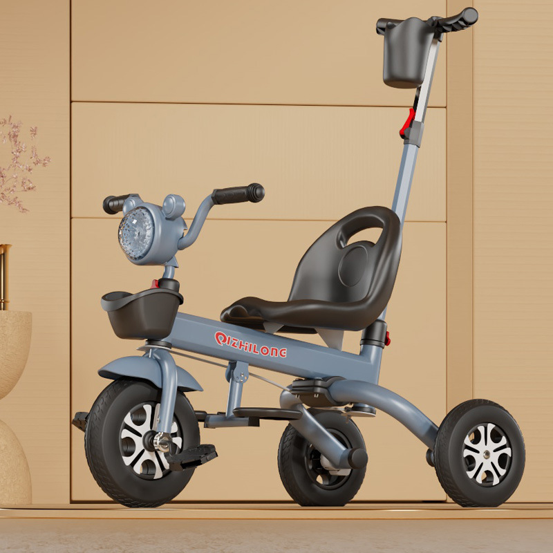 Spot al por mayor triciclo para niños multifunción plegable para bebés y niños pequeños pueden sentarse y acostarse música cochecito bicicleta