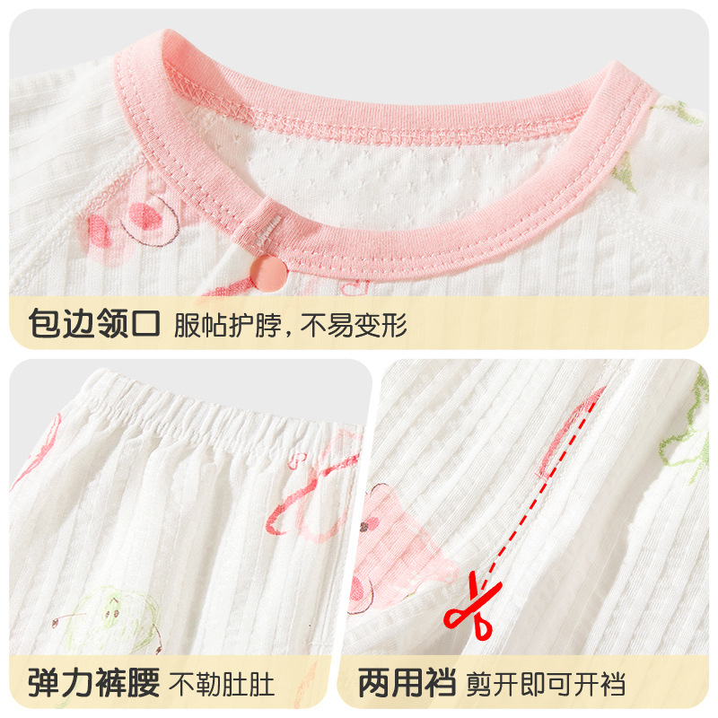 Traje de manga corta para bebé, conjunto de verano fino y transpirable para niños, conjunto de dos piezas para niños y niñas, ropa de bebé image 4