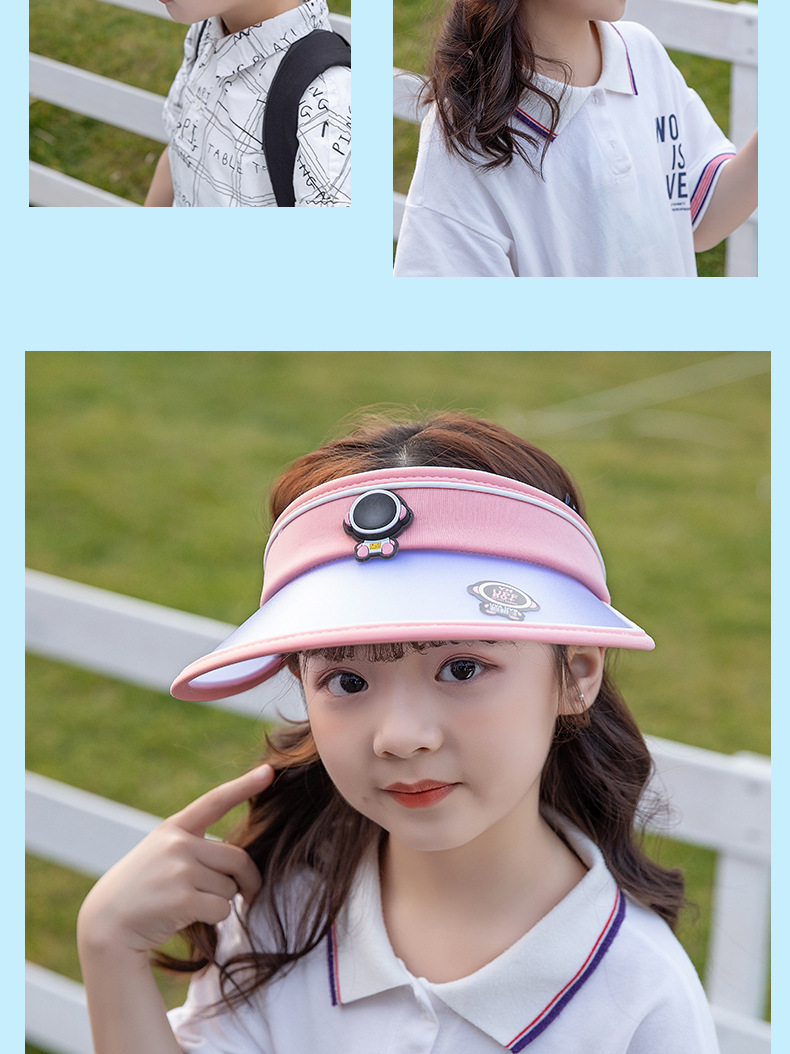 Flash Children&#39;s Sunscreen Hat Ultraviolet Discoloration Empty Top Sun Hat Boys And Girls Summer Baby Sun Hat 1028 display picture 5