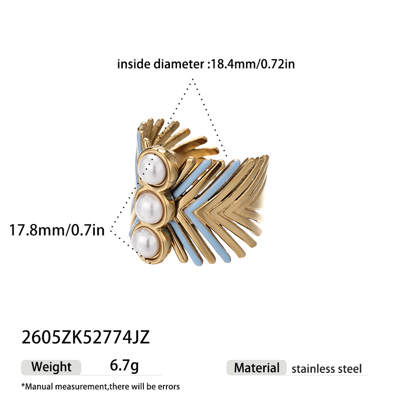 Anillo de acero inoxidable de rayas geométricas de rayas no se desvanece con joyas de 18K