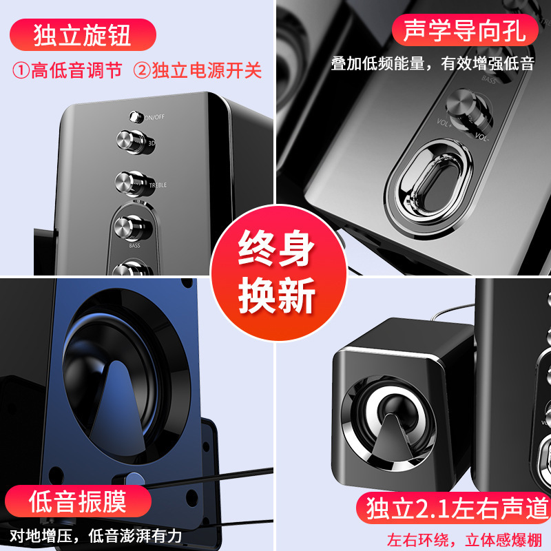 コンピュータの音響のデスクトップの家庭用の有線の小さいスピーカーのbluetoothマルチメディアのノートの超重いサブウーファは長い条に影響します。|undefined