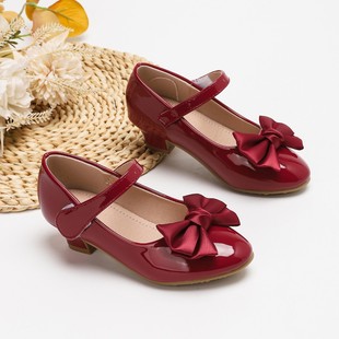 (Cross-border trading), autumn high heels, shoes, red small princess costume, Spring/Fall 2025 model, for teenagers
