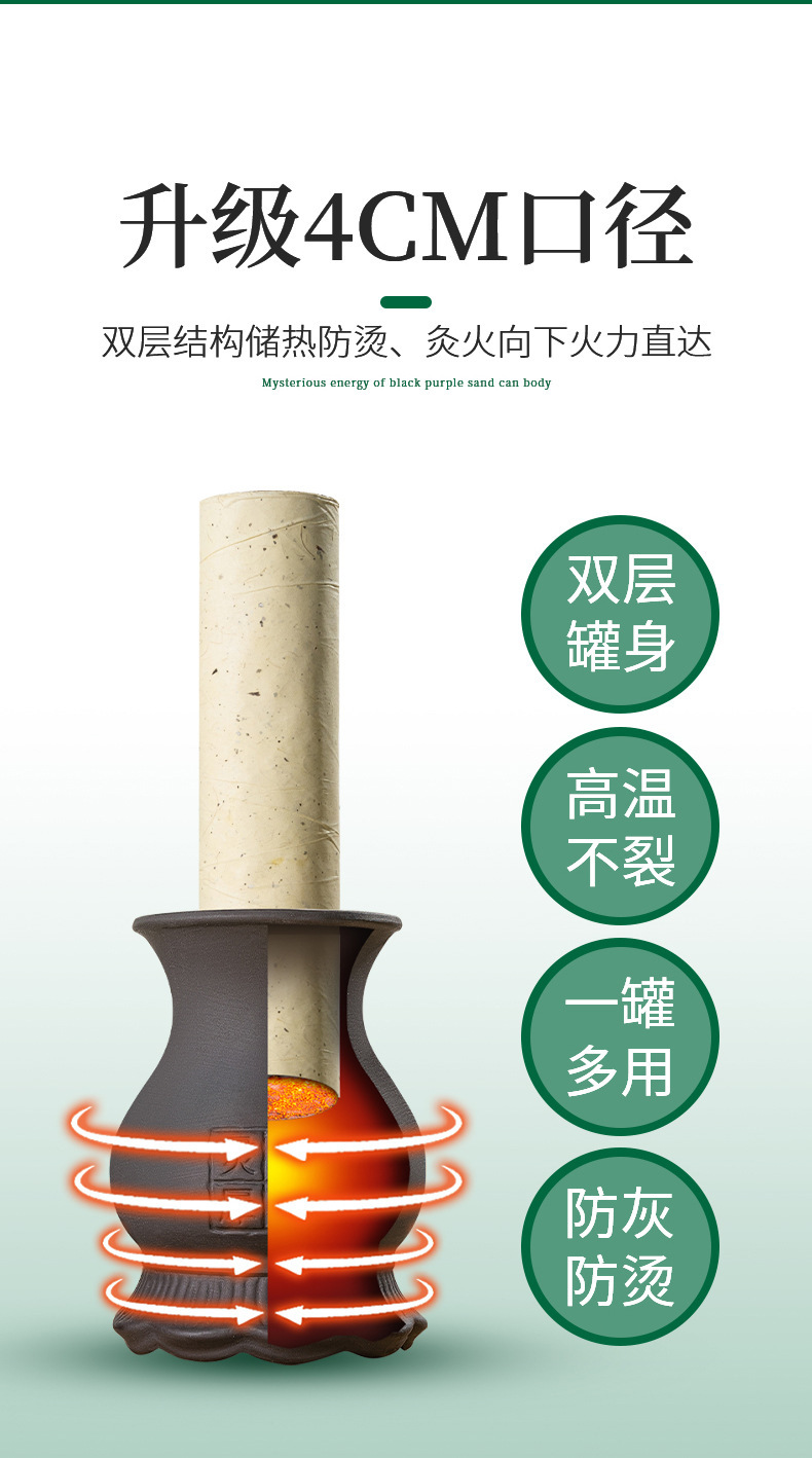 4cm Moxa Burner Jar Bian Stone Moxibustion Device for Body and Face Home Use with 1 Aged Moxa Stick quality and texture