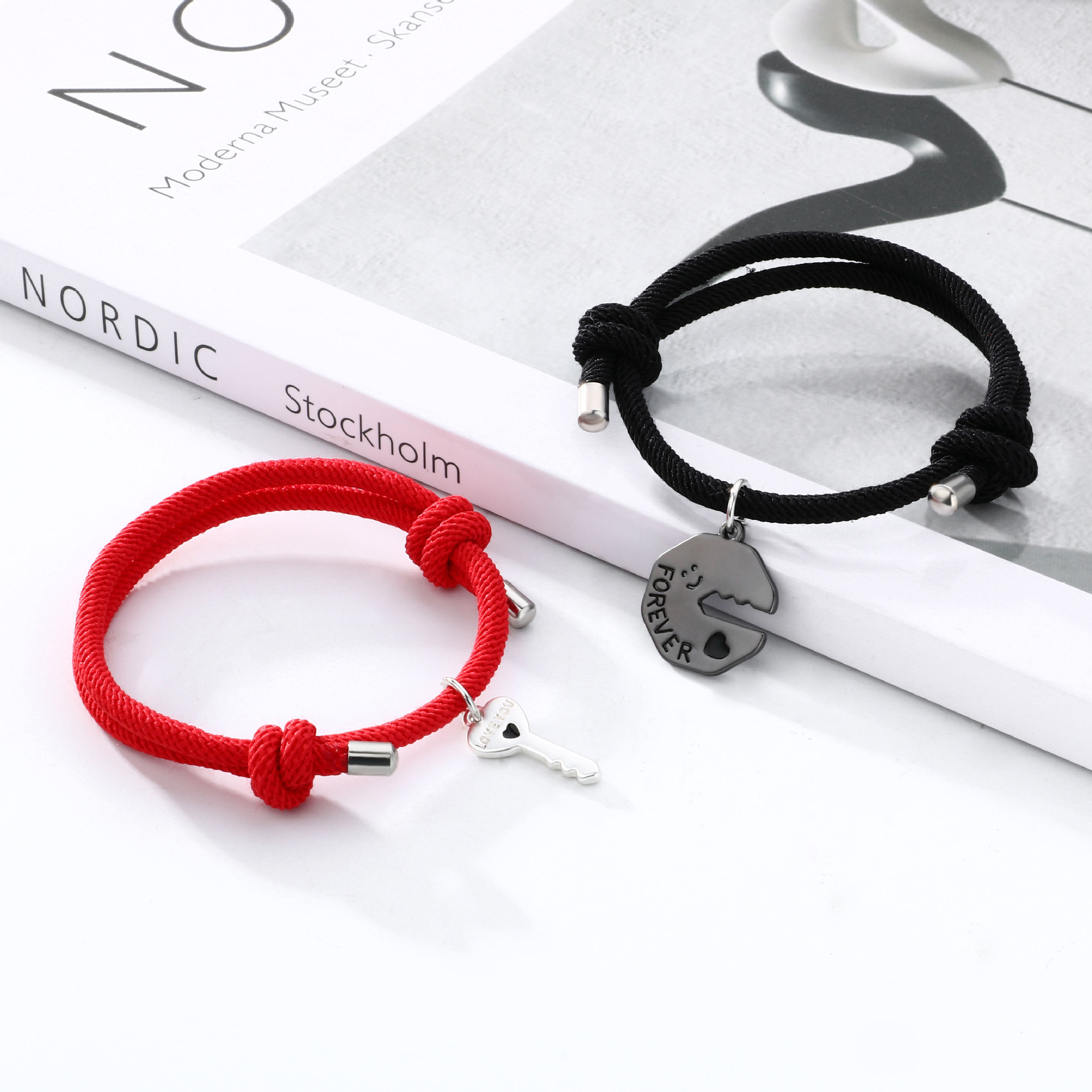 Casual Simple Style Streetwear Key Alloy Plating Valentine's Day Couple Bracelets display picture 7