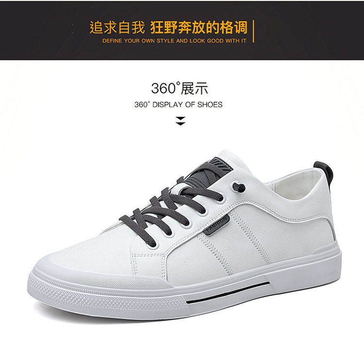 Giày da nam kiểu sneaker cổ thấp dây buộc co giãn, đế cao 1-3 cm — Màu trắng, Màu đen chi tiết 19