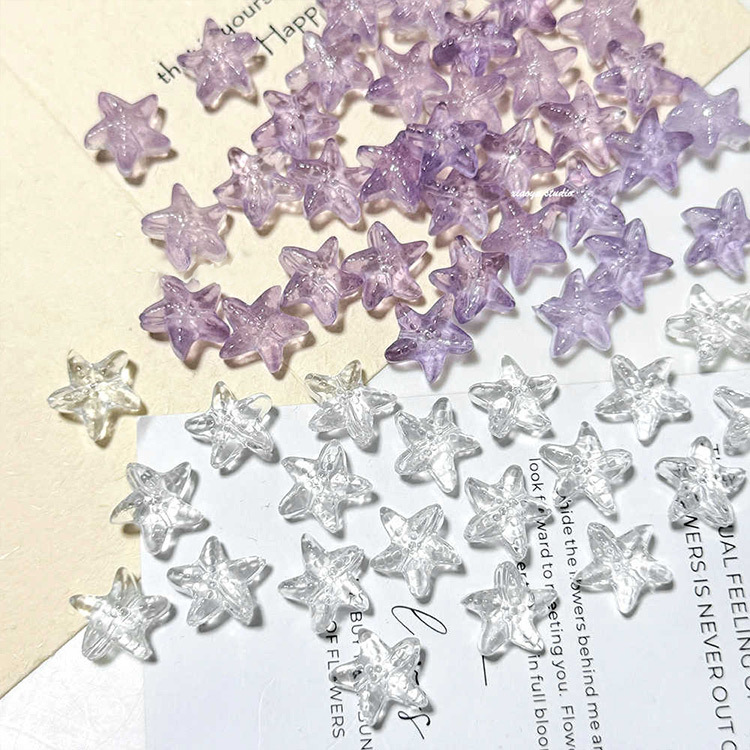 Adorable gorda inns esmaltado de vidrio transparente de estrella de mar DIY material de pulsera de collar de cuentas hechas a mano