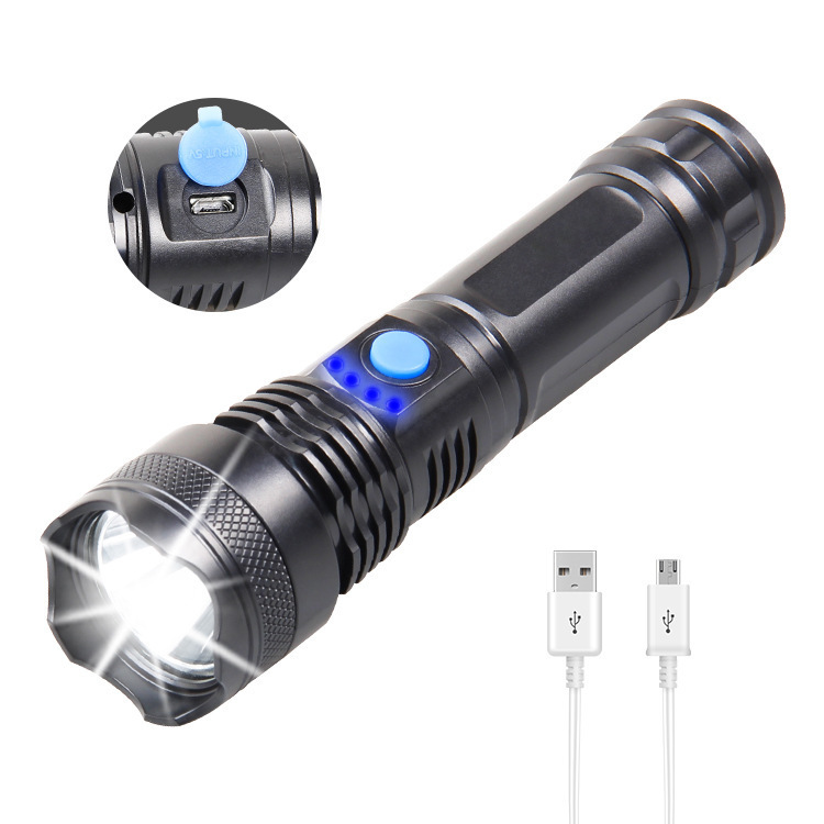 Lintera de luz alta luz Lintera de enfoque fijo LED al aire libre USB carga doméstica portátil 18650 pequeña linterna
