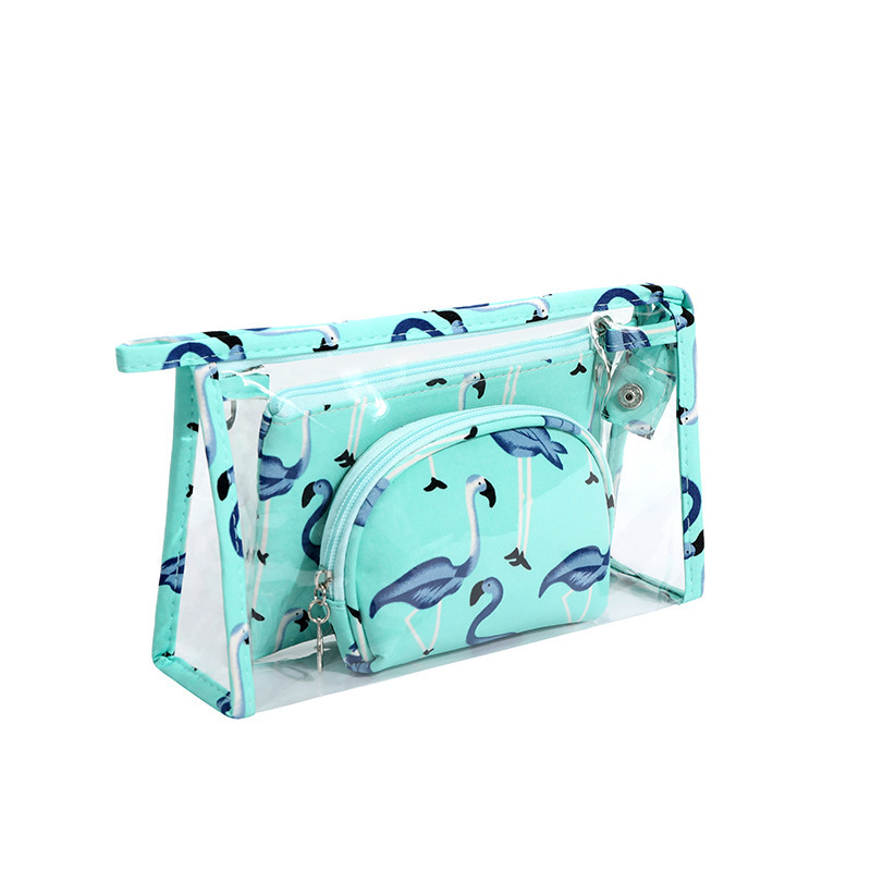 Nueva bolsa de cosméticos de tres piezas bolsa de almacenamiento de viaje portátil de gran capacidad bolsa de lápiz labial impermeable de PVC al por mayor