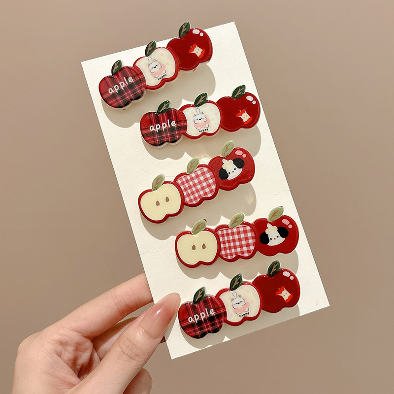 Cute anchor broca de cabello de manzana roja de alta calidad frente broca de cabello lateral broca de cabello de boca de pato tocado