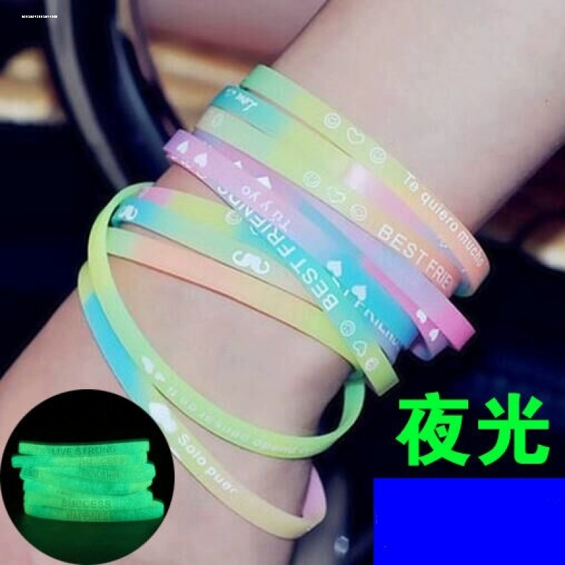 Ремешок на запястье с флуоресцентными буквами, силиконовый браслет в сезон «Снова в школу», студенческий светящийся браслет, кольцо, флуоресцентный браслет в корейском стиле, браслет