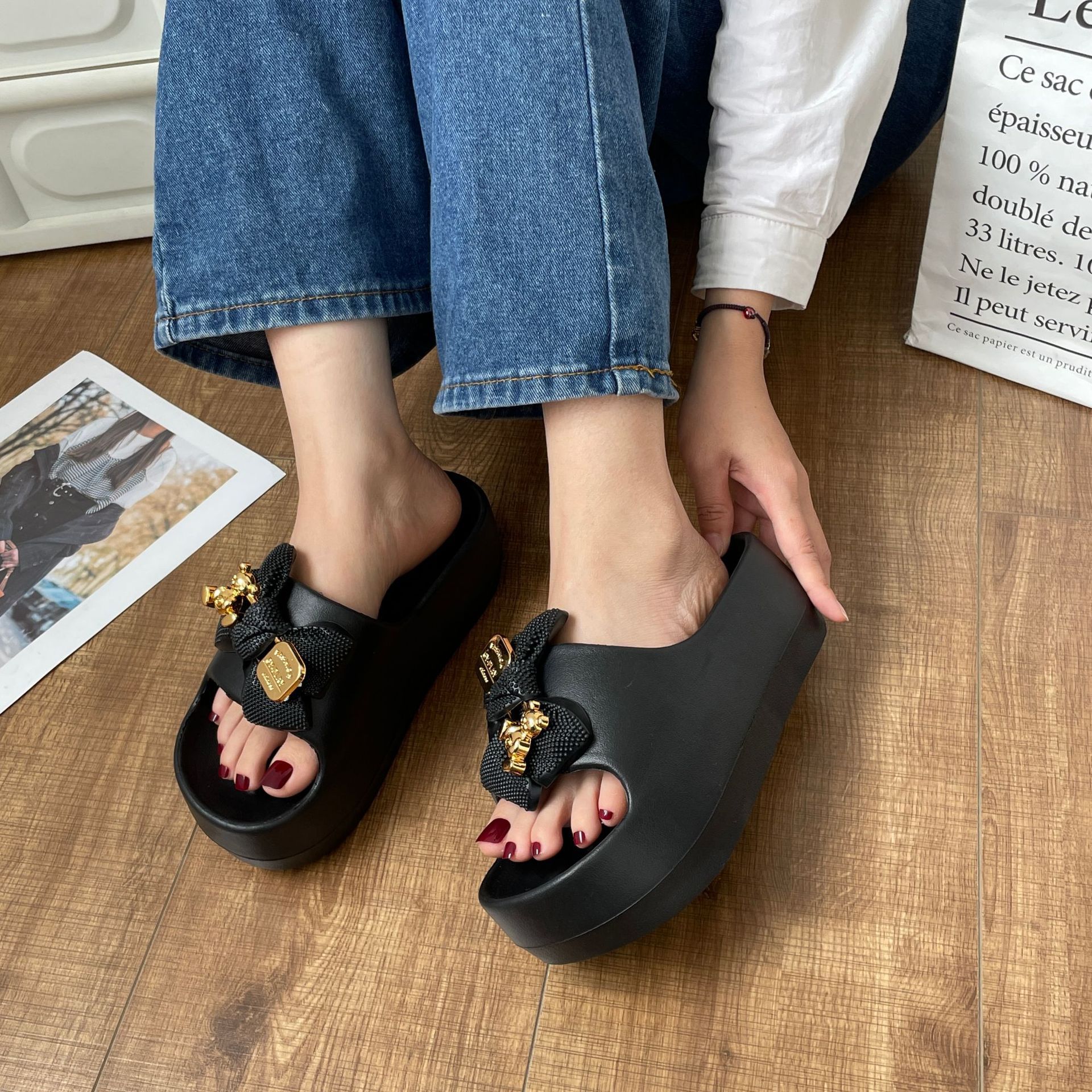 Damen-Flip-Flops, Strand-Leder-Gummi-Slipper mit Fußgewölbeunterstützung_voghion.com