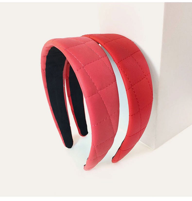 Korean Solid Color Crimping Leather Broad-sided Headband display picture 7