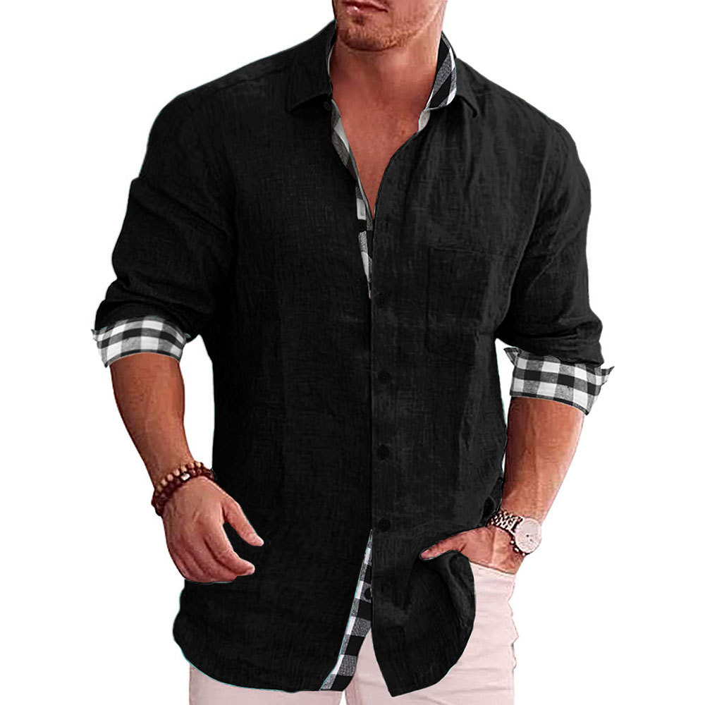 Camisa de hombre manga larga 2022 otoño europeo y americano casual hombres Camisa de algodón y lino hombres Amazon Comercio exterior camisa hombres