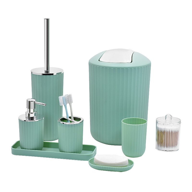 Juego de Accesorios de Baño de 8 Piezas de Plástico y Acero Inoxidable