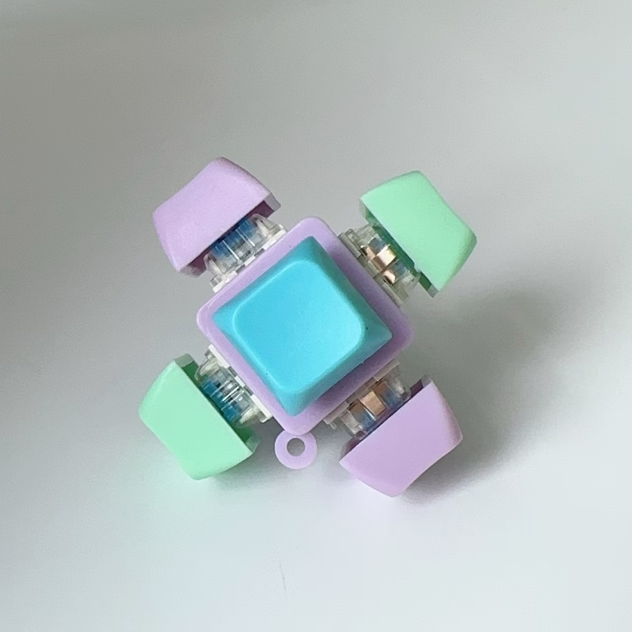 Special-shaped six-button purple shell-blue